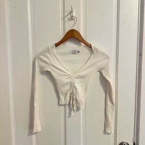 Princess Polly White Ribbed Long Sleeve Top